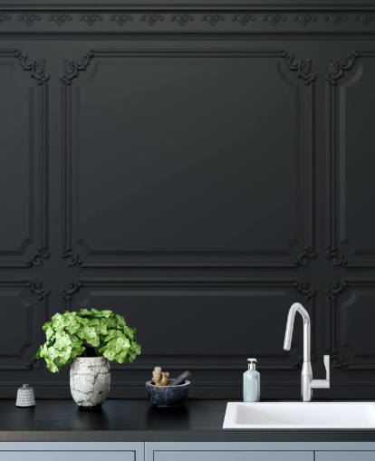 off sort panel tapet med antikke detaljer