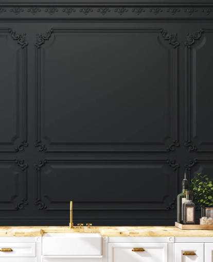 off sort panel tapet med antikke detaljer