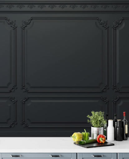 papel de parede de painel preto com detalhes antigos