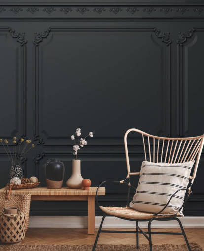 papel pintado de panel negro con detalles antiguos