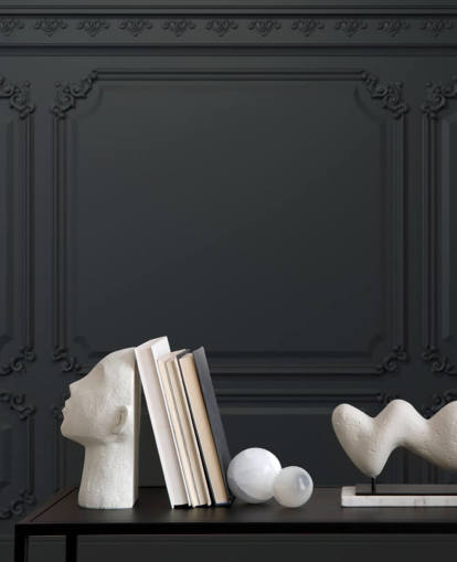 papel pintado de panel negro con detalles antiguos