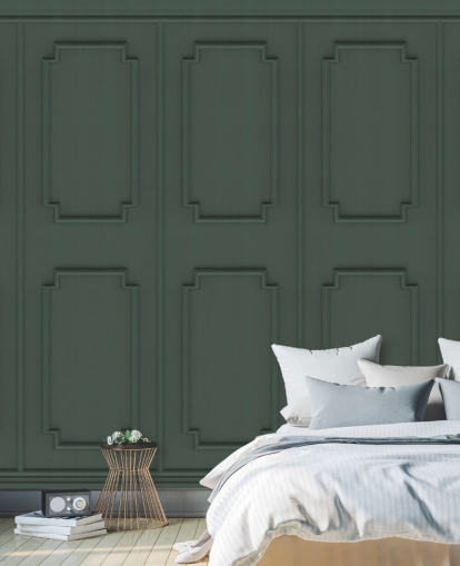 dark green panel wallpaper