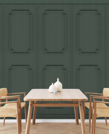 papel pintado de panel verde oscuro