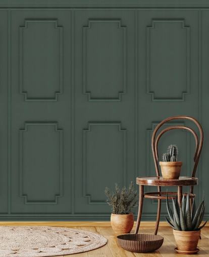 dark green panel wallpaper