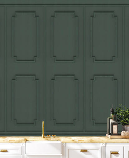 papel pintado de panel verde oscuro