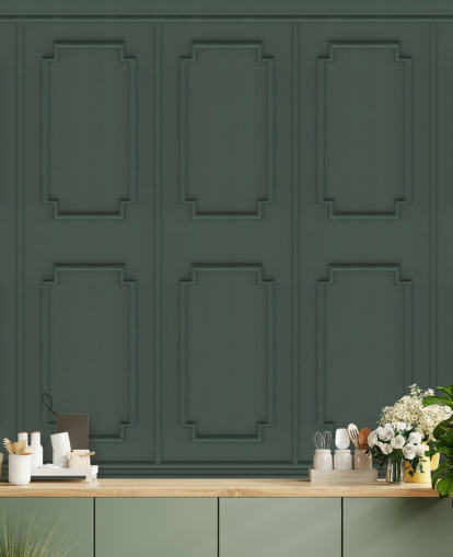 dark green panel wallpaper