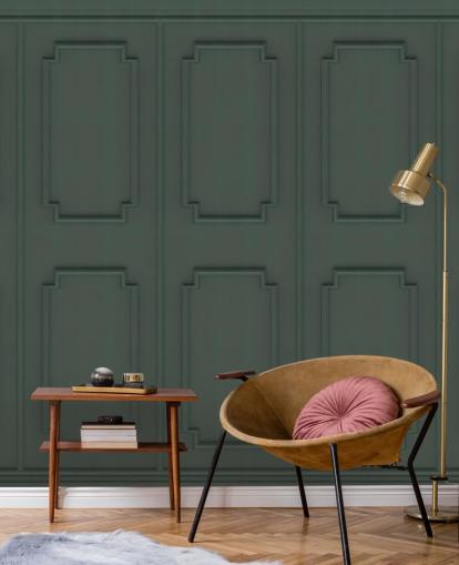 dark green panel wallpaper