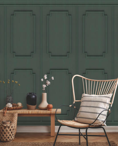 papel pintado de panel verde oscuro