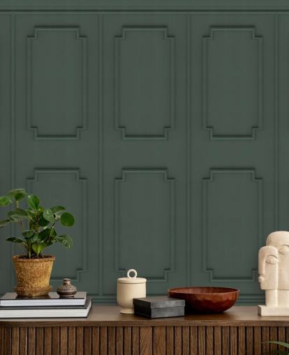 dark green panel wallpaper