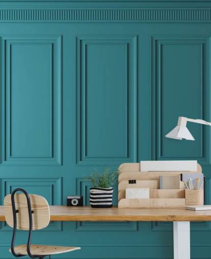 teal-green rectangle and square panel wallpaper
