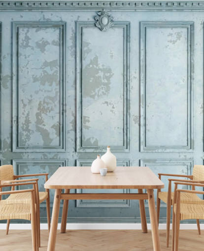 pale duck egg blue custom panel wallpaper called Duck Egg Panel for living rooms and bedrooms