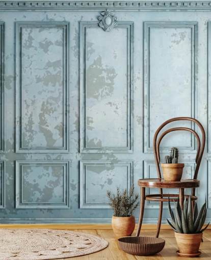 papel de parede de painel personalizado azul ovo de pato pálido chamado Duck Egg Panel para salas de estar e quartos