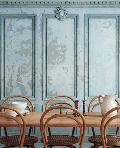 papier peint personnalisé bleu canard pâle appelé Duck Egg Panel pour les salons et les chambres