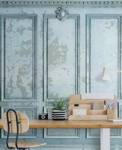 pale duck egg blue custom panel wallpaper called Duck Egg Panel for living rooms and bedrooms