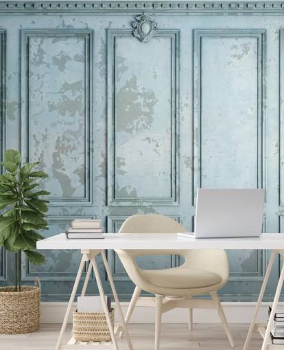 pale duck egg blue custom panel wallpaper called Duck Egg Panel for living rooms and bedrooms