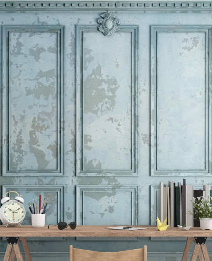 papel pintado personalizado azul huevo de pato pálido llamado Duck Egg Panel para salas de estar y dormitorios