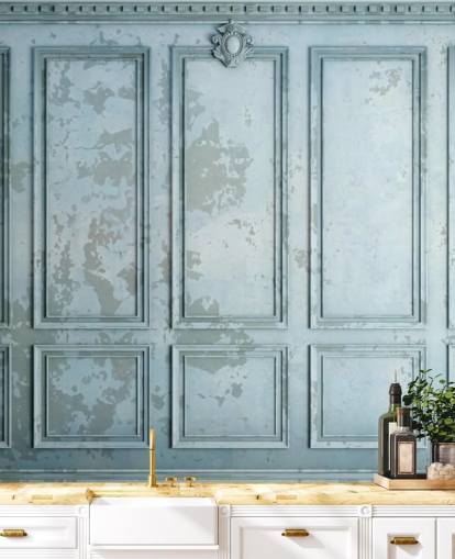 pale duck egg blue custom panel wallpaper called Duck Egg Panel for living rooms and bedrooms