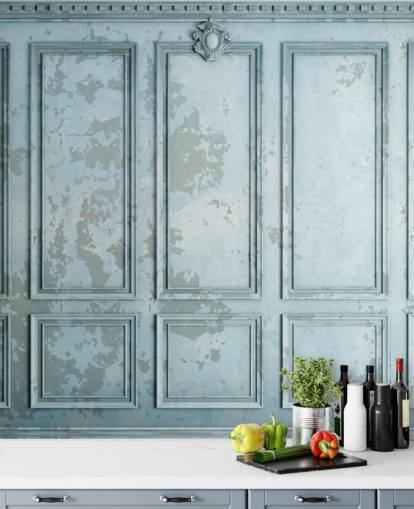 papier peint personnalisé bleu canard pâle appelé Duck Egg Panel pour les salons et les chambres