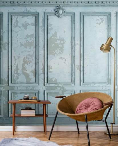 carta da parati personalizzata blu uovo d'anatra pallido chiamata Duck Egg Panel per salotti e camere da letto