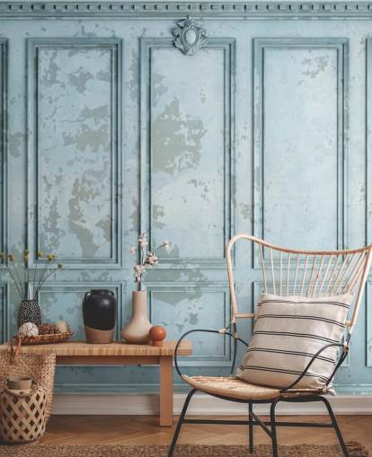 papier peint personnalisé bleu canard pâle appelé Duck Egg Panel pour les salons et les chambres