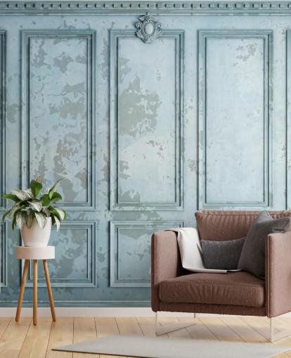 carta da parati personalizzata blu uovo d'anatra pallido chiamata Duck Egg Panel per salotti e camere da letto