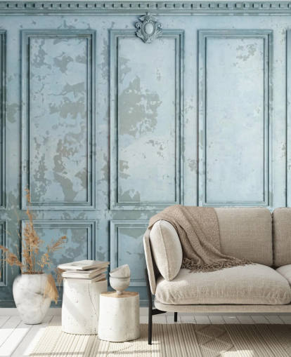 pale duck egg blue custom panel wallpaper called Duck Egg Panel for living rooms and bedrooms