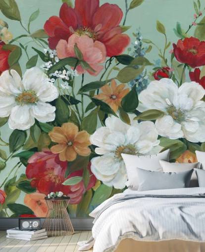 painted red, orange, pink and red flowers wallpaper painted red, orange, pink and red flowers wallpaper