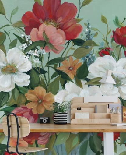 malt rød, oransje, rosa og røde blomster tapet