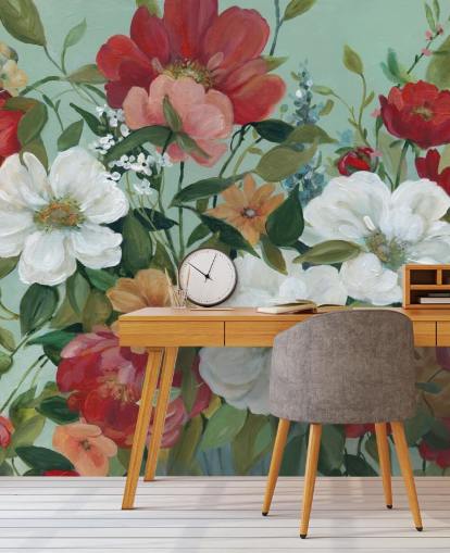 malt rød, oransje, rosa og røde blomster tapet