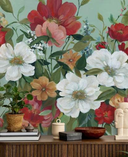 painted red, orange, pink and red flowers wallpaper painted red, orange, pink and red flowers wallpaper