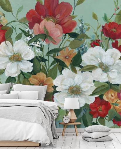 painted red, orange, pink and red flowers wallpaper painted red, orange, pink and red flowers wallpaper