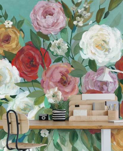 bunt bemalte Rosen auf grünem Hintergrund bunt bemalte Rosen auf grünem Hintergrund