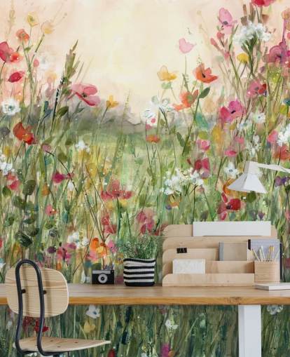 rosa och grön anpassningsbar blommig tapetväggmålning kallad Spring in Full Bloom av Carol Robinson för vardagsrum rosa och grön anpassningsbar blommig tapetväggmålning kallad Spring in Full Bloom av Carol Robinson för vardagsrum