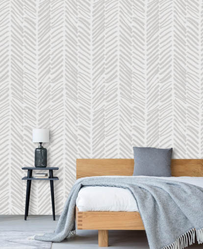 Beiges, individuell gestaltbares, gemustertes Tapeten-Wandbild namens Beige Herringbone für Wohnzimmer, Flure und Lehmzimmer Beiges, individuell gestaltbares, gemustertes Tapeten-Wandbild namens Beige Herringbone für Wohnzimmer, Flure und Lehmzimmer
