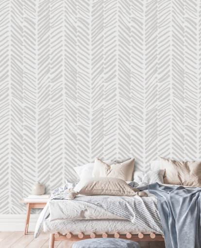 Beiges, individuell gestaltbares, gemustertes Tapeten-Wandbild namens Beige Herringbone für Wohnzimmer, Flure und Lehmzimmer Beiges, individuell gestaltbares, gemustertes Tapeten-Wandbild namens Beige Herringbone für Wohnzimmer, Flure und Lehmzimmer