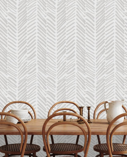 beige aanpasbare behangmuurschildering met patroon genaamd Beige Herringbone voor woonkamers, gangen en modderkamers