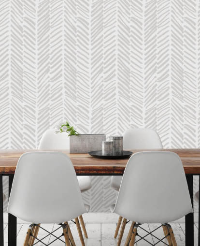 papier peint mural à motifs personnalisable beige appelé Beige Herringbone pour les salons, les couloirs et les vestiaires