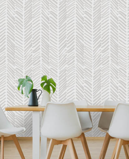 mural de papel pintado estampado personalizable de color beige llamado Beige Herringbone para salas de estar, pasillos y cuartos de barro