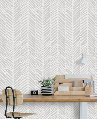 carta da parati murale beige personalizzabile chiamata Beige Herringbone per salotti, corridoi e stanze fangose