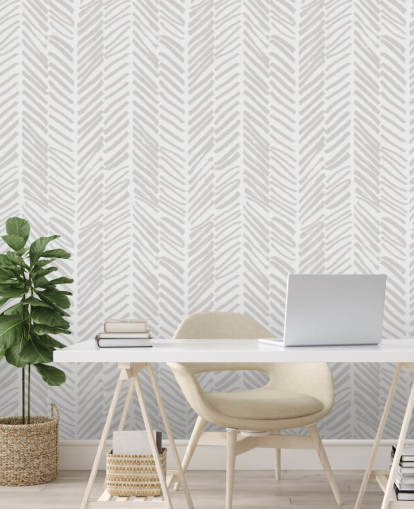 beige customisable patterned wallpaper mural called Beige Herringbone for living rooms, hallways and mud rooms