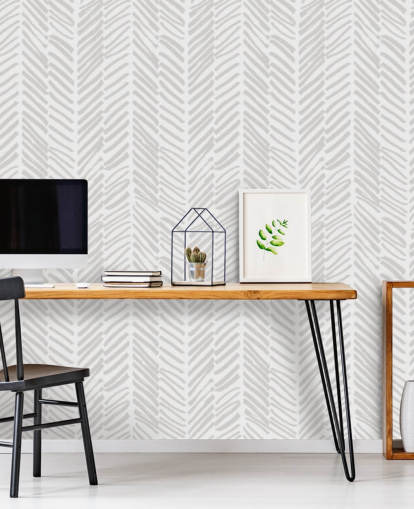 beige customisable patterned wallpaper mural called Beige Herringbone for living rooms, hallways and mud rooms