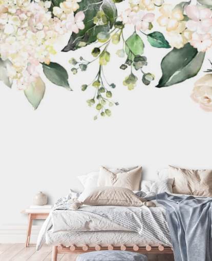 white and green flowers hanging down wallpaper