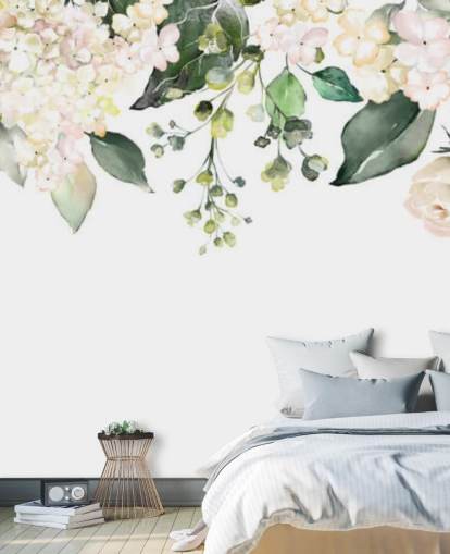 white and green flowers hanging down wallpaper