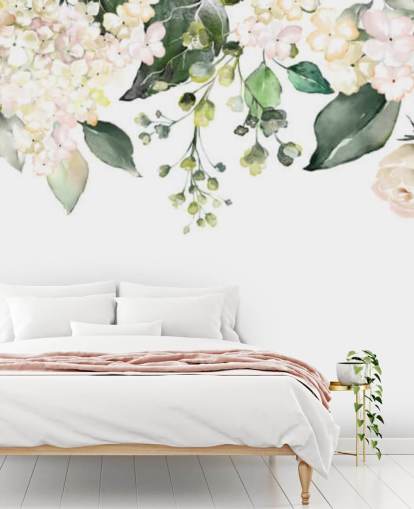 white and green flowers hanging down wallpaper