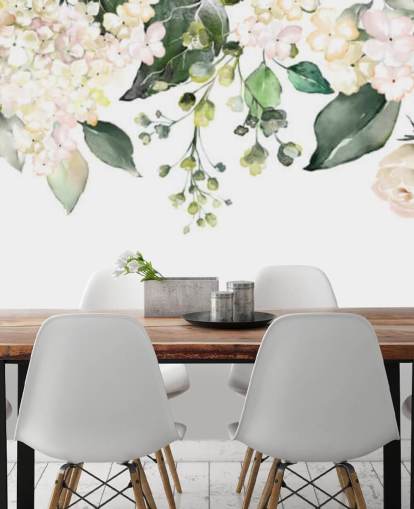 white and green flowers hanging down wallpaper