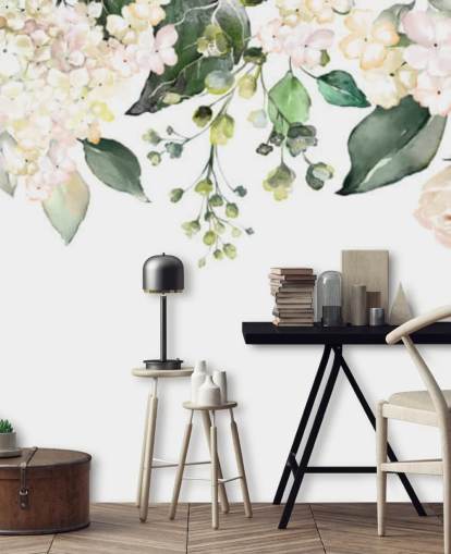 white and green flowers hanging down wallpaper