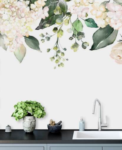 vita och gröna blommor hänger ner tapeter