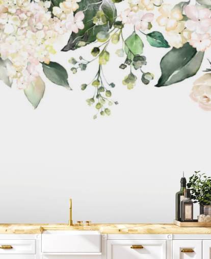 witte en groene bloemen hangend naar beneden behang witte en groene bloemen hangend naar beneden behang