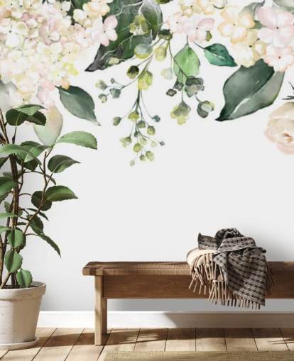 white and green flowers hanging down wallpaper