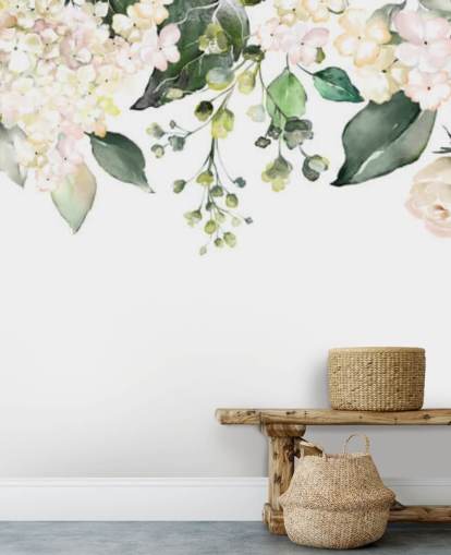 white and green flowers hanging down wallpaper